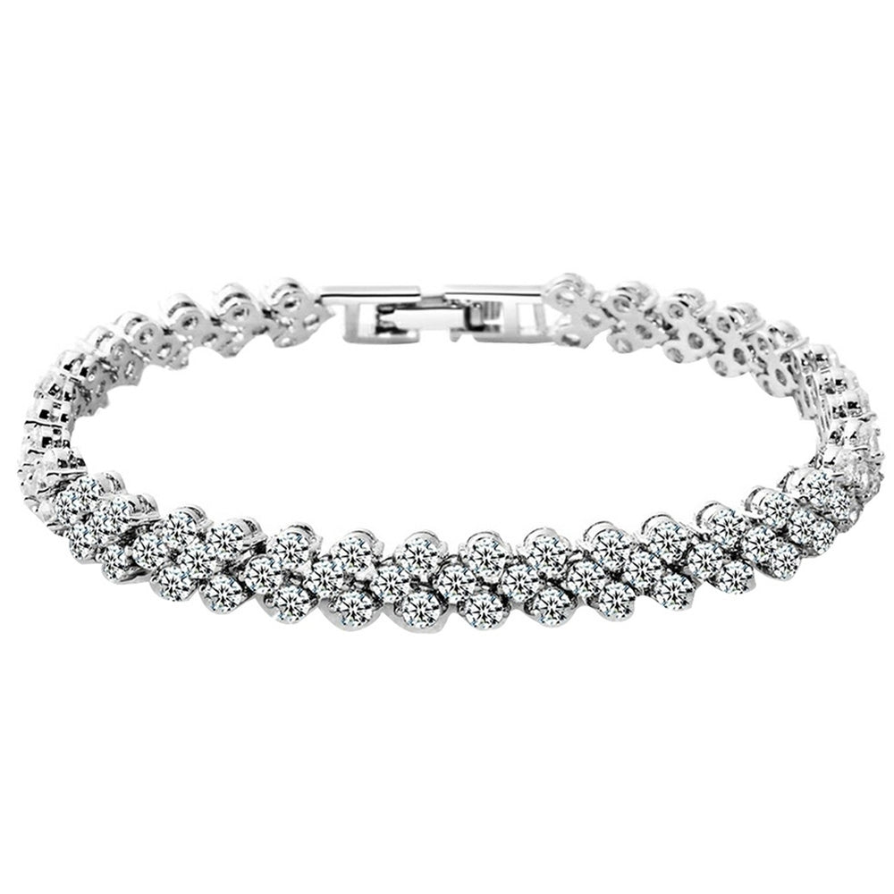 Women Fashion Full Rhinestone Inlaid Bracelet Bangle Wedding Party Jewelry Gift Image 2