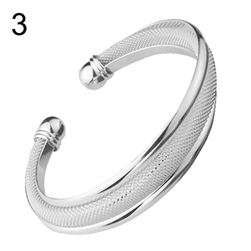 Elegant Women Knotting Twist Mesh Tube Opening Cuff Bangle Bracelet Jewelry Gift Image 3