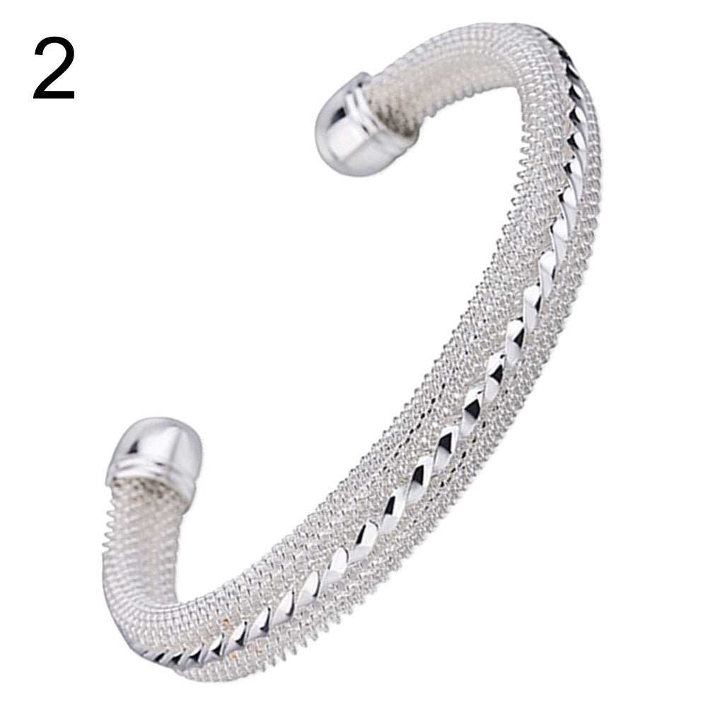 Elegant Women Knotting Twist Mesh Tube Opening Cuff Bangle Bracelet Jewelry Gift Image 4