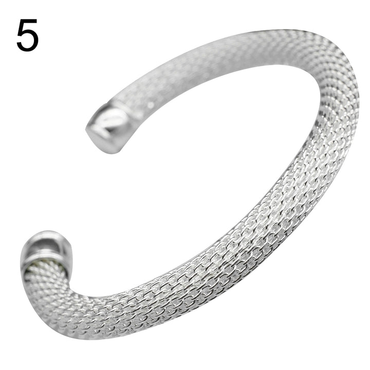 Elegant Women Knotting Twist Mesh Tube Opening Cuff Bangle Bracelet Jewelry Gift Image 4