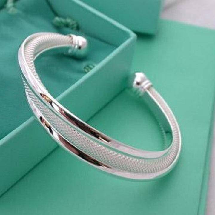 Elegant Women Knotting Twist Mesh Tube Opening Cuff Bangle Bracelet Jewelry Gift Image 9