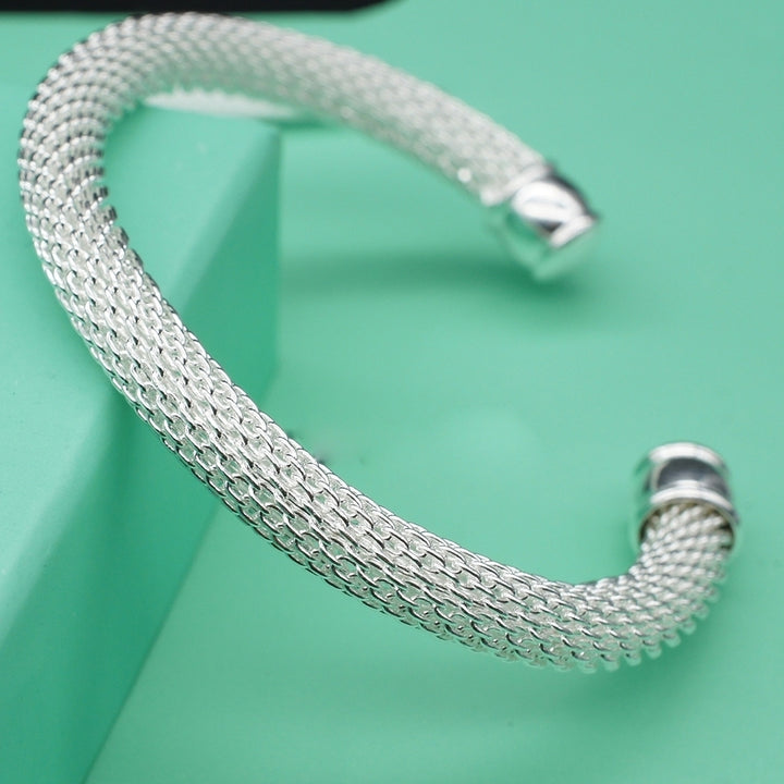 Elegant Women Knotting Twist Mesh Tube Opening Cuff Bangle Bracelet Jewelry Gift Image 10