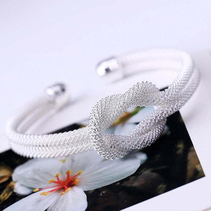 Elegant Women Knotting Twist Mesh Tube Opening Cuff Bangle Bracelet Jewelry Gift Image 11