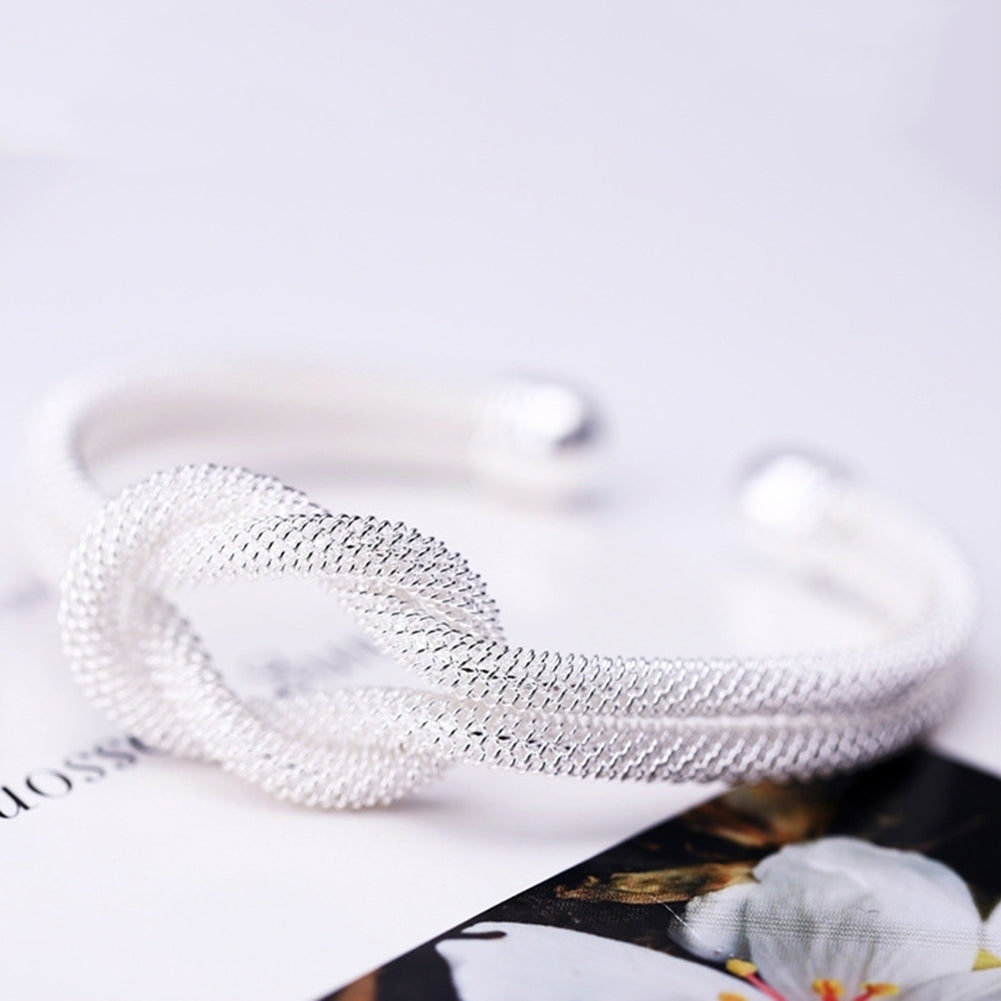 Elegant Women Knotting Twist Mesh Tube Opening Cuff Bangle Bracelet Jewelry Gift Image 12