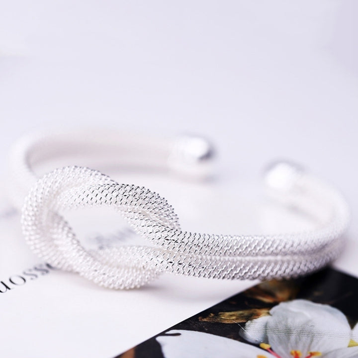 Elegant Women Knotting Twist Mesh Tube Opening Cuff Bangle Bracelet Jewelry Gift Image 12