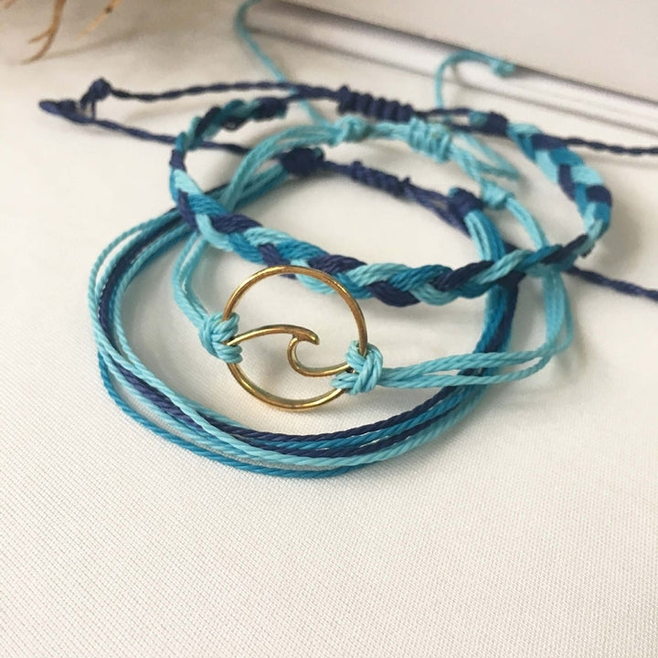 3Pcs Women Summer Beach Sea Wave Strand Bracelet Adjustable Bangle Jewelry Gift Image 1