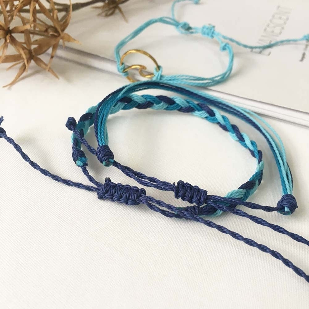 3Pcs Women Summer Beach Sea Wave Strand Bracelet Adjustable Bangle Jewelry Gift Image 2