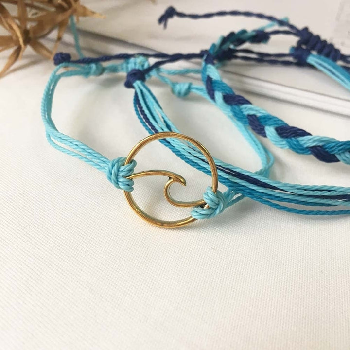 3Pcs Women Summer Beach Sea Wave Strand Bracelet Adjustable Bangle Jewelry Gift Image 3