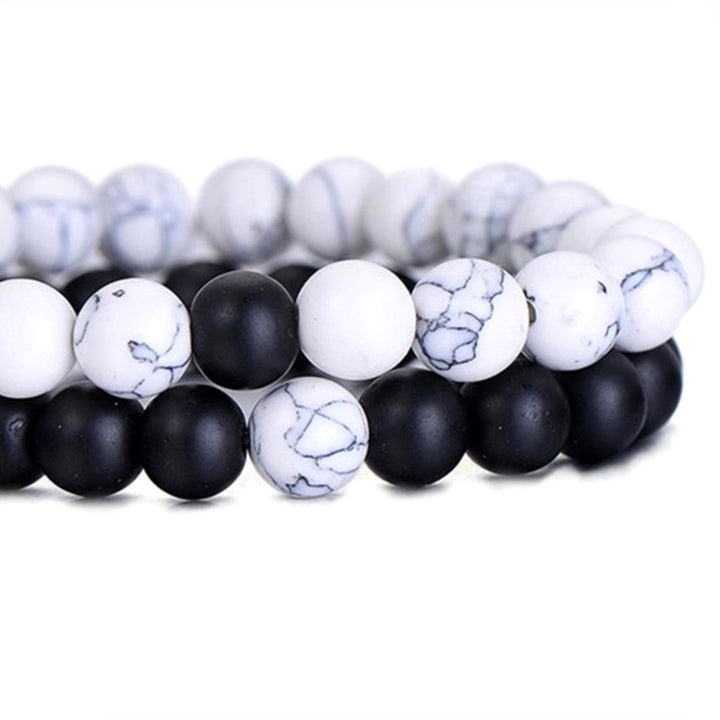 2Pcs Natural Stone Beads Elastic Couple Charm Bracelet Wrist Jewelry Accessories Image 4