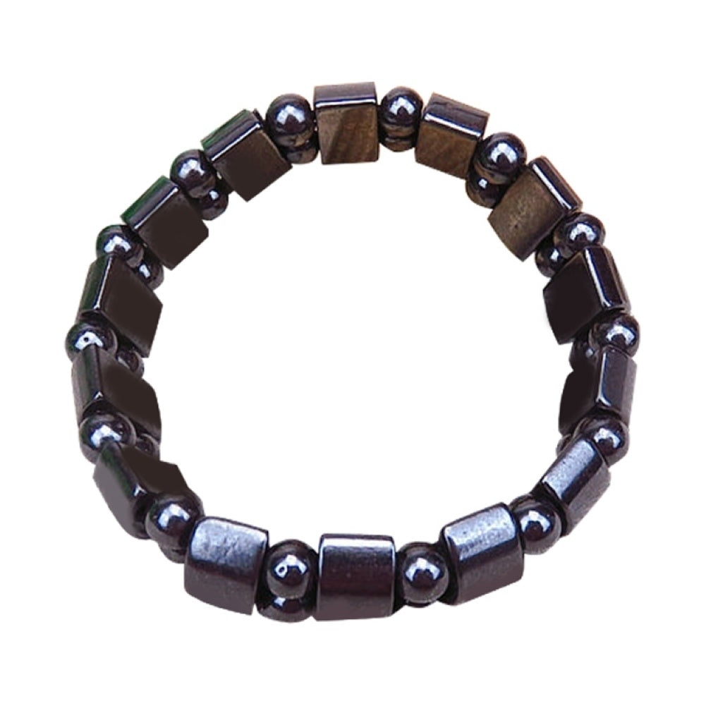 Unisex Elastic Hematite Stone Round Beads Magnetic Therapy Bracelet Jewelry Image 6