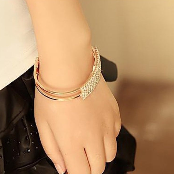 Party Fashion Women Shiny Square Rhinestone Inlaid Bracelet Bangle Jewelry Gift Image 7