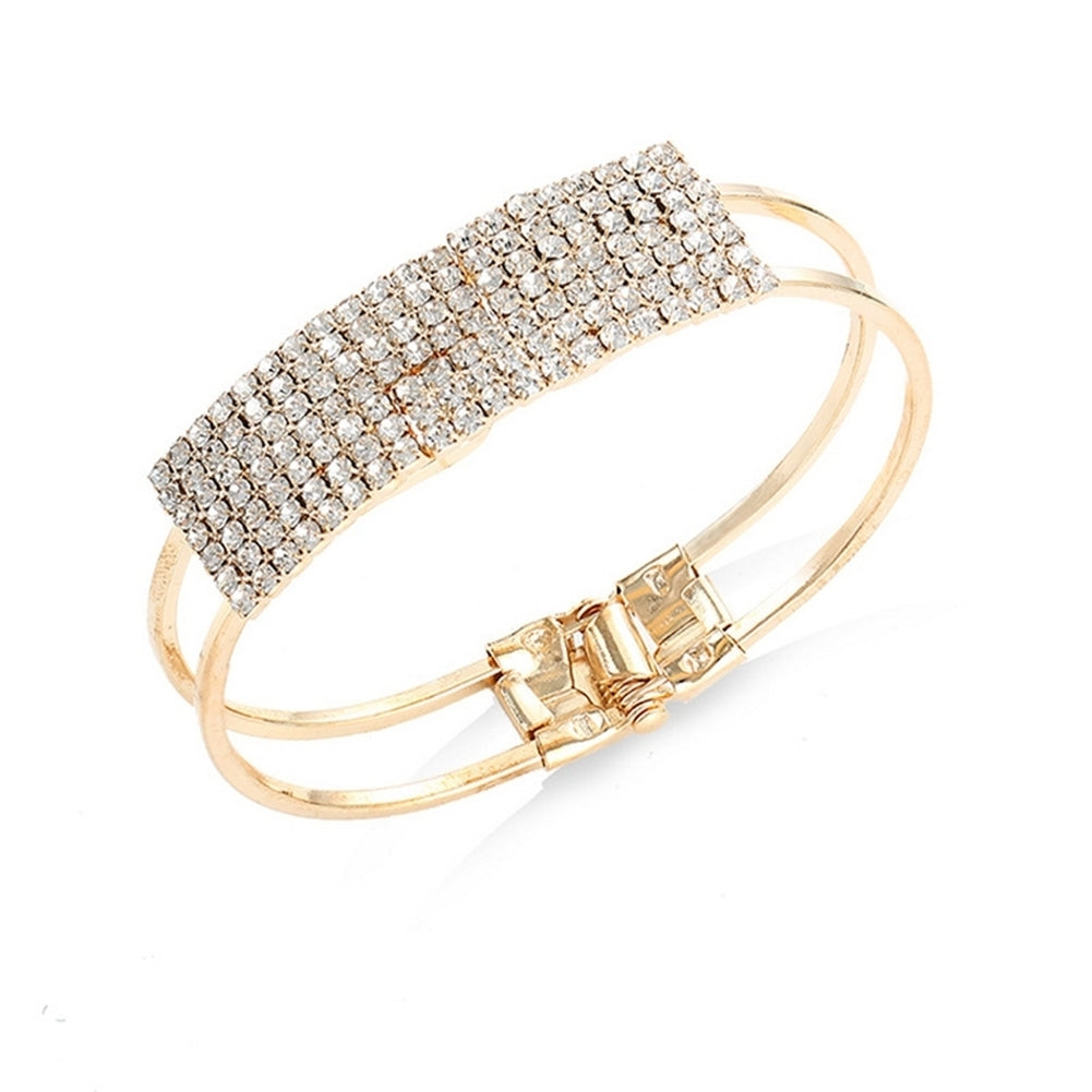 Party Fashion Women Shiny Square Rhinestone Inlaid Bracelet Bangle Jewelry Gift Image 8