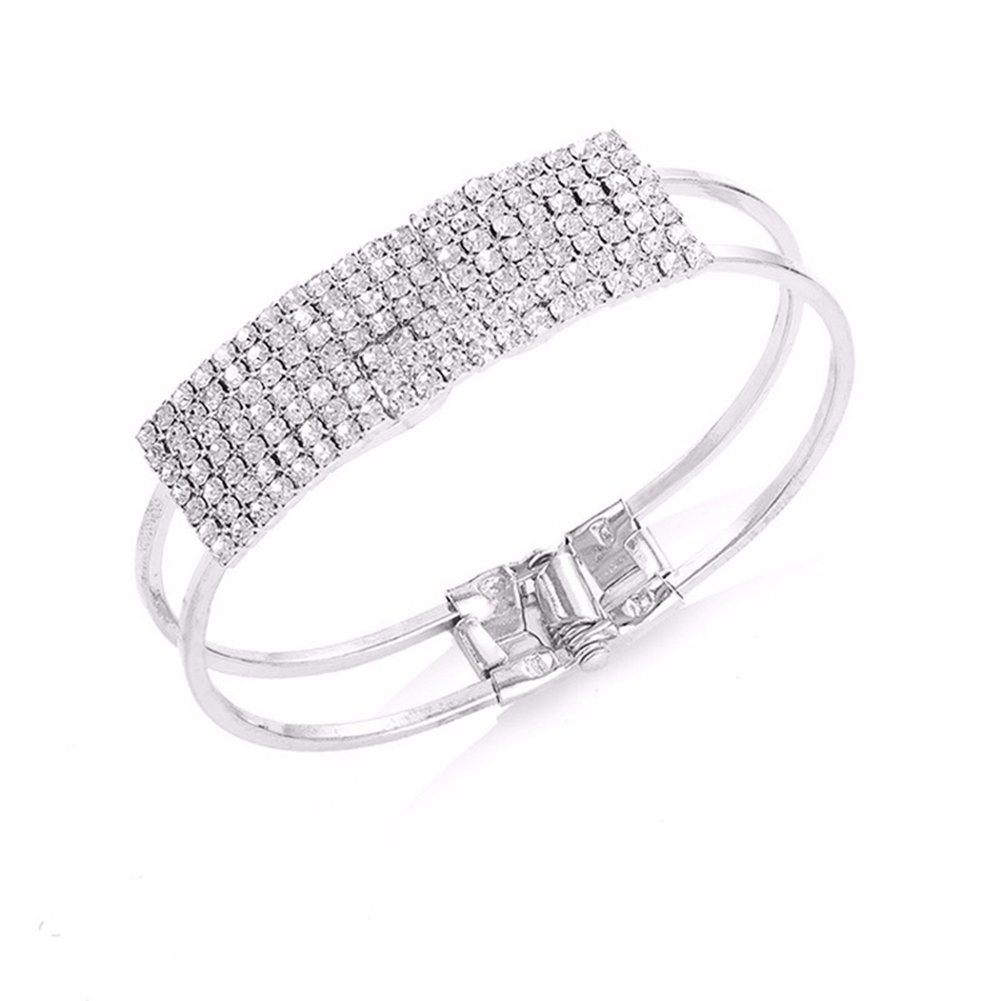 Party Fashion Women Shiny Square Rhinestone Inlaid Bracelet Bangle Jewelry Gift Image 9