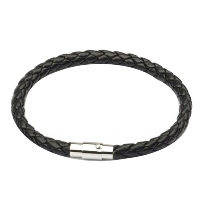 Unisex Faux Leather Braided Wristband Bracelet Magnetic Clasp Bangle Jewelry Image 7