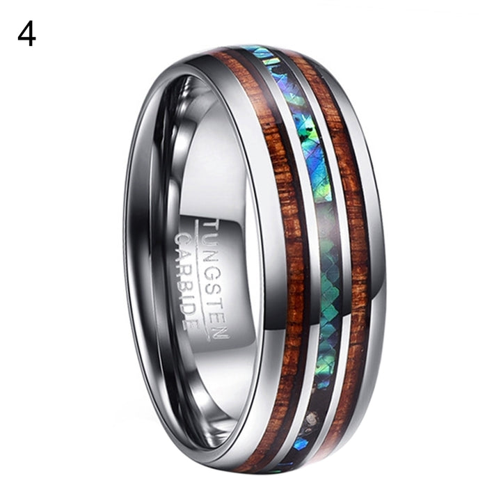 Fashion Men Carbide Abalone Shell Tungsten Polished Finger Ring Wedding Jewelry Image 6