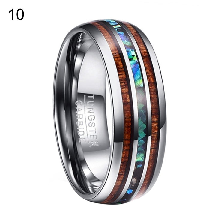 Fashion Men Carbide Abalone Shell Tungsten Polished Finger Ring Wedding Jewelry Image 12