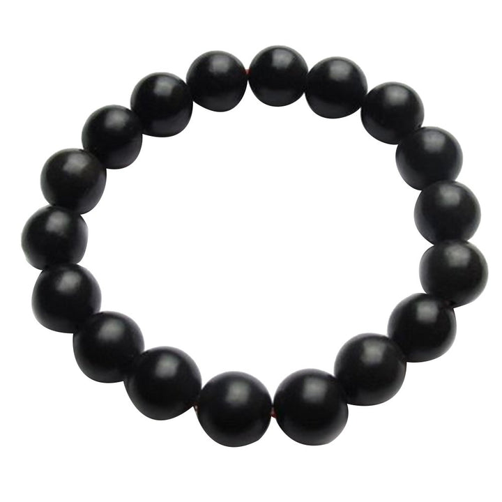 8/10mm Black Stone Beads Charm Bracelet Men Women Minimalist Bangle Jewelry Image 1