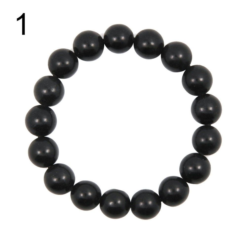 8/10mm Black Stone Beads Charm Bracelet Men Women Minimalist Bangle Jewelry Image 8
