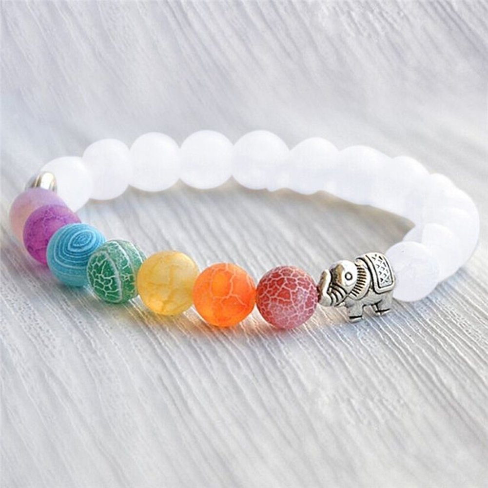 7 Colors Charm Grinding Matte Beads Elephant Bracelet Yoga Energy Bangle Jewelry Image 1
