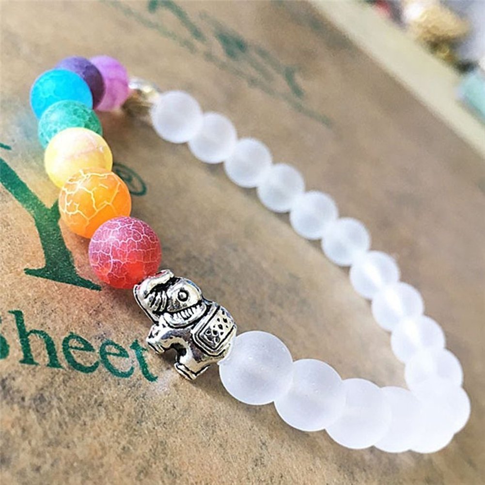 7 Colors Charm Grinding Matte Beads Elephant Bracelet Yoga Energy Bangle Jewelry Image 3