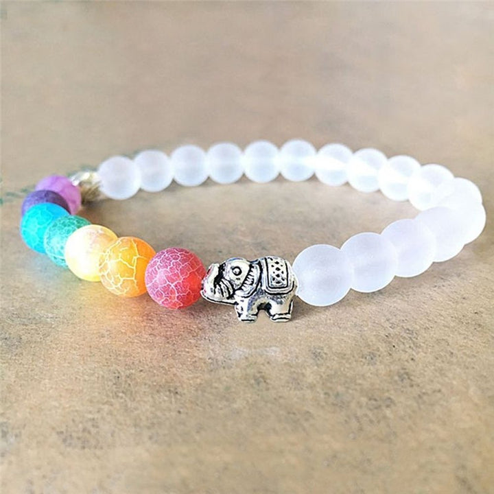 7 Colors Charm Grinding Matte Beads Elephant Bracelet Yoga Energy Bangle Jewelry Image 4
