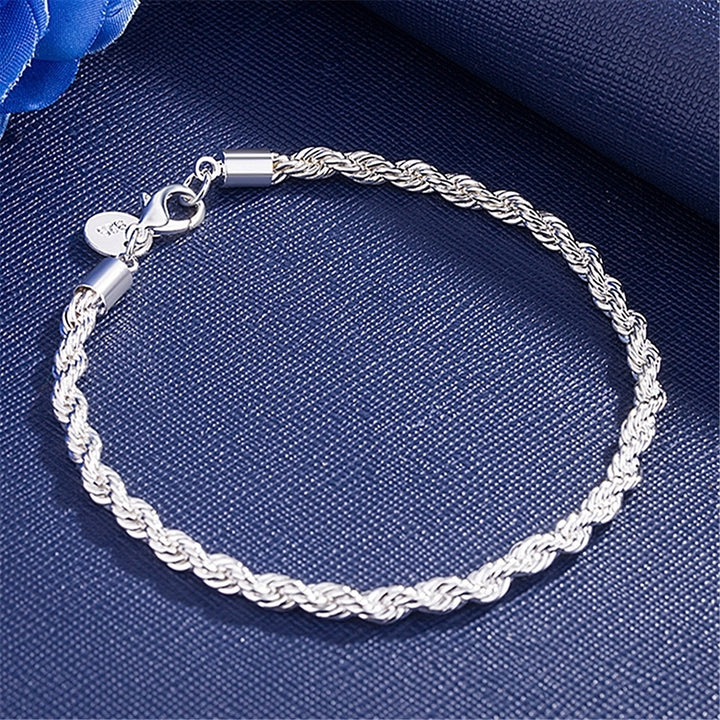 Couple Fashion Twist Rope Silver Plated Bracelet Party Jewelry Engagement Gift Image 1