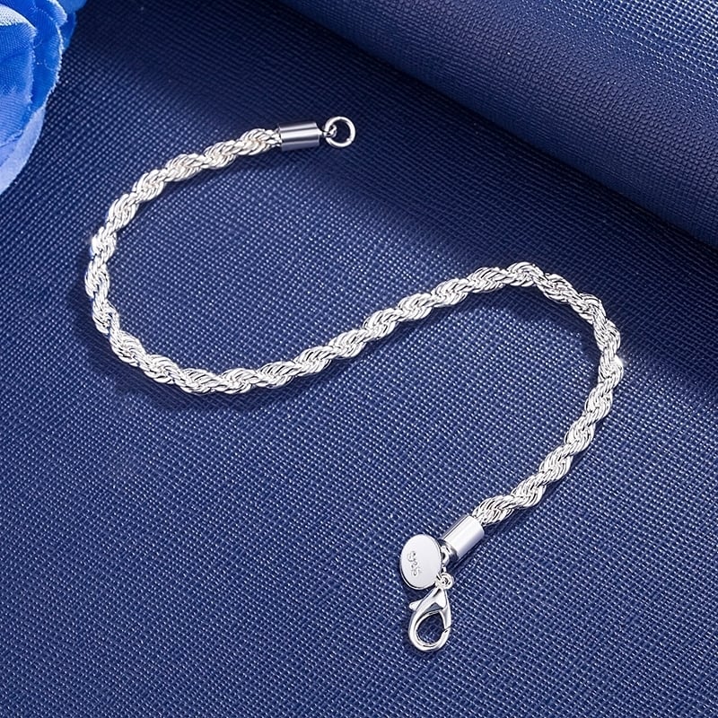 Couple Fashion Twist Rope Silver Plated Bracelet Party Jewelry Engagement Gift Image 2