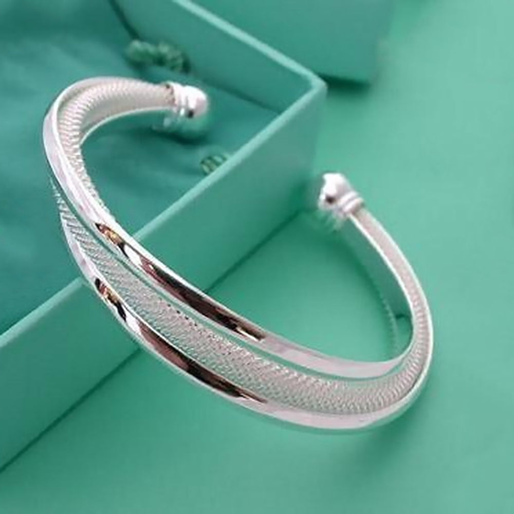 Party Women Silver Plated Open Bangle Cuff Bracelet Jewelry Image 2