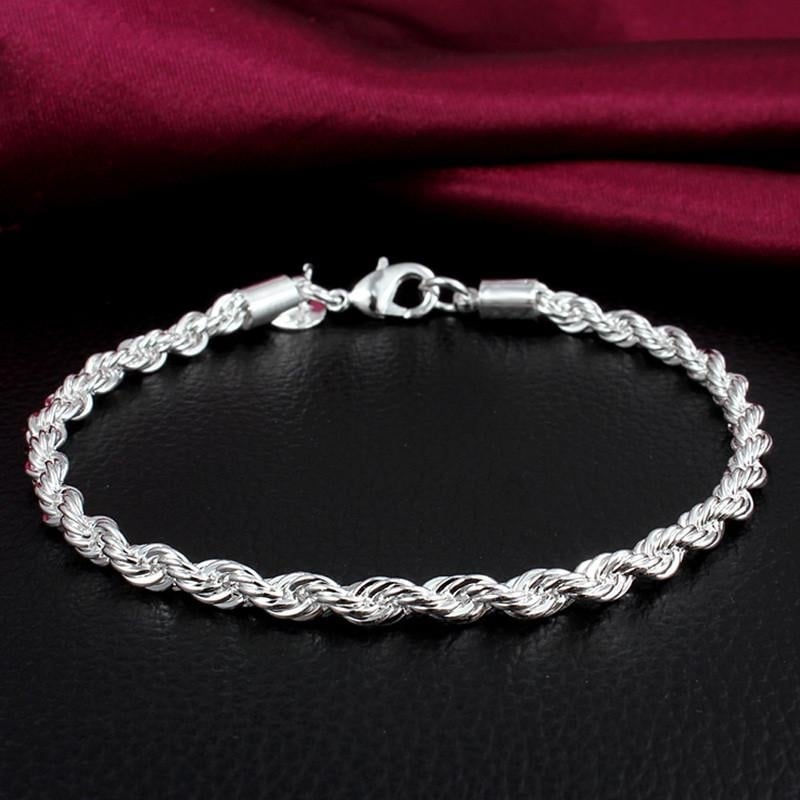 Couple Fashion Twist Rope Silver Plated Bracelet Party Jewelry Engagement Gift Image 3