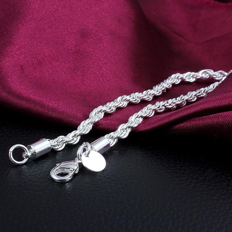 Couple Fashion Twist Rope Silver Plated Bracelet Party Jewelry Engagement Gift Image 4