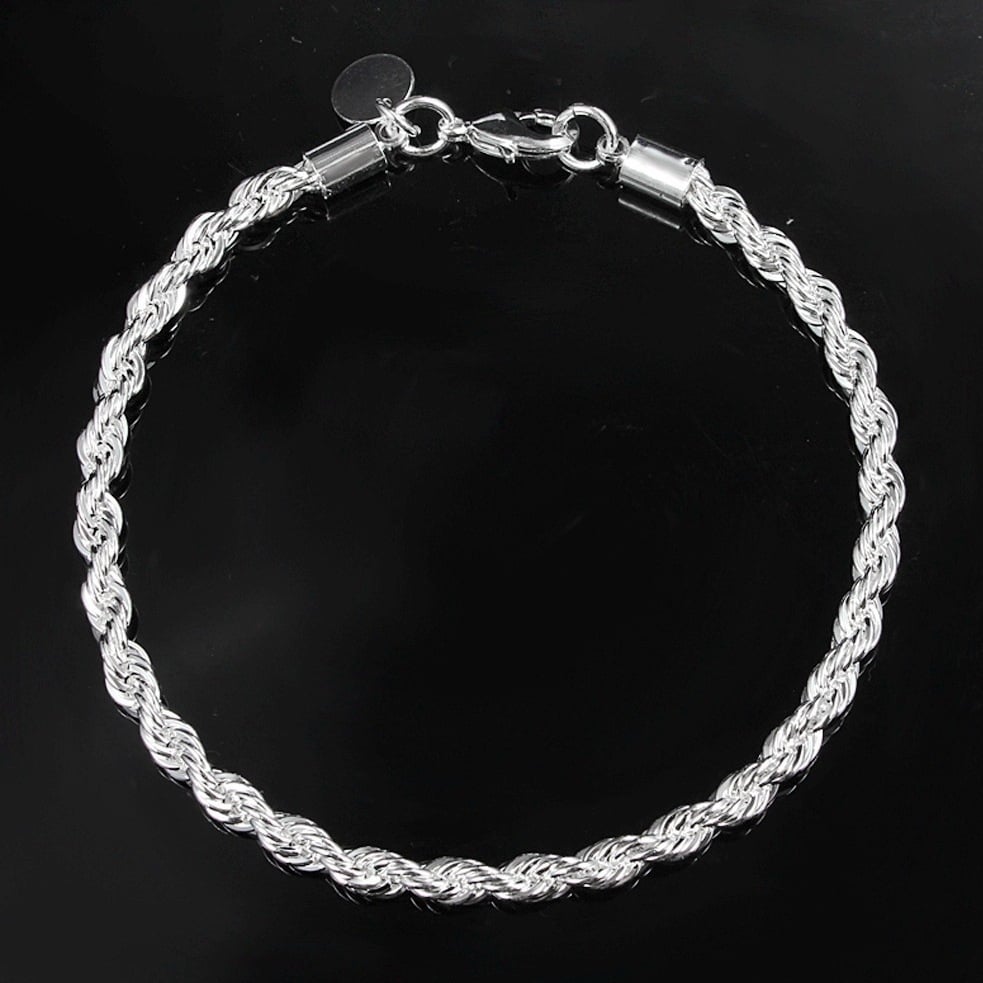 Couple Fashion Twist Rope Silver Plated Bracelet Party Jewelry Engagement Gift Image 4