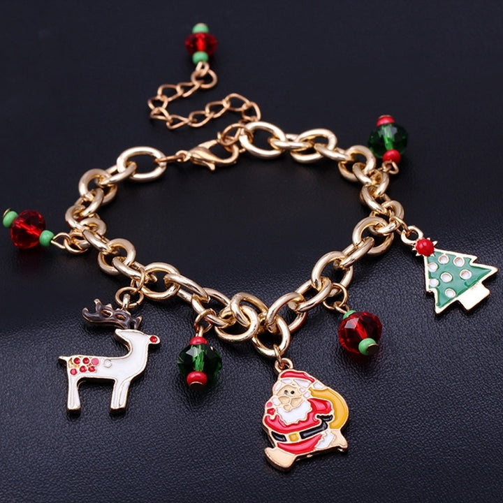 Christmas Unisex Santa Tree Elk Pendant Charm Chain Bracelet Hand Wrist Jewelry Image 3