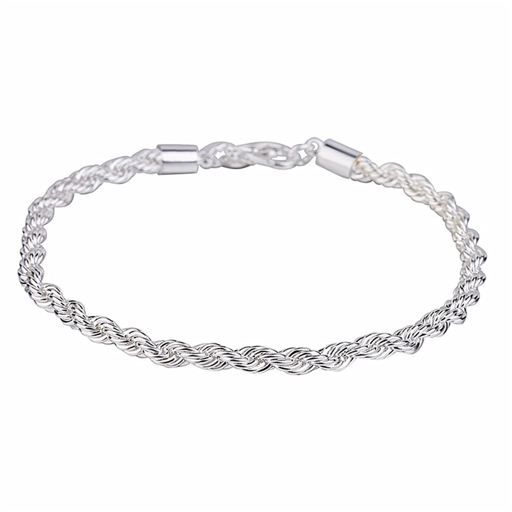 Couple Fashion Twist Rope Silver Plated Bracelet Party Jewelry Engagement Gift Image 6