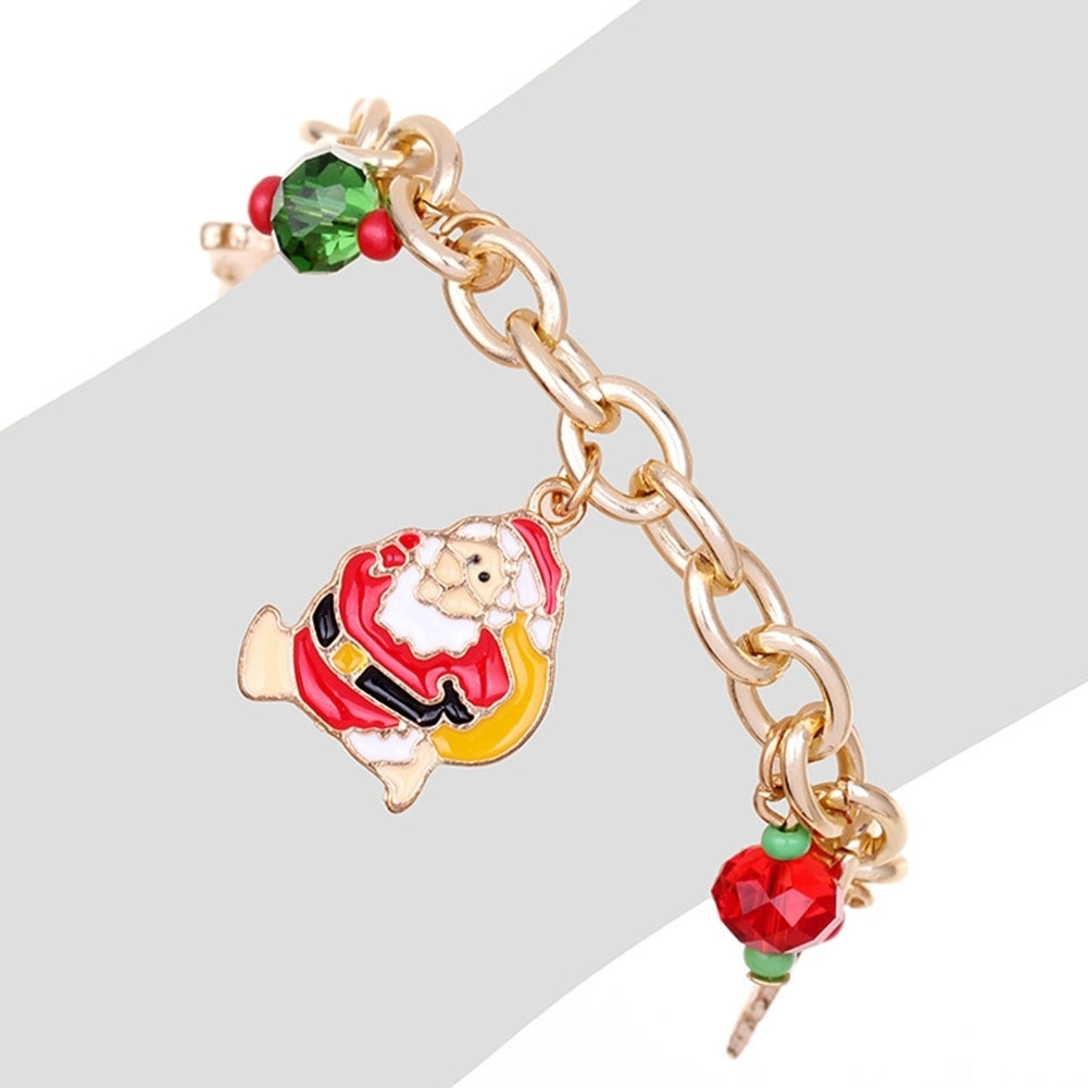 Christmas Unisex Santa Tree Elk Pendant Charm Chain Bracelet Hand Wrist Jewelry Image 4