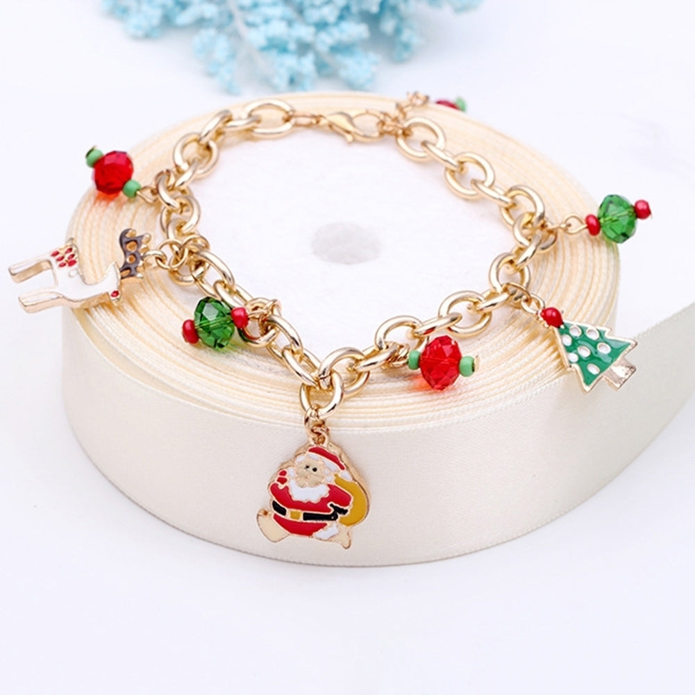 Christmas Santa Deer Tree Pendant Charm Women Adjustable Bangle Bracelet Gift Image 4