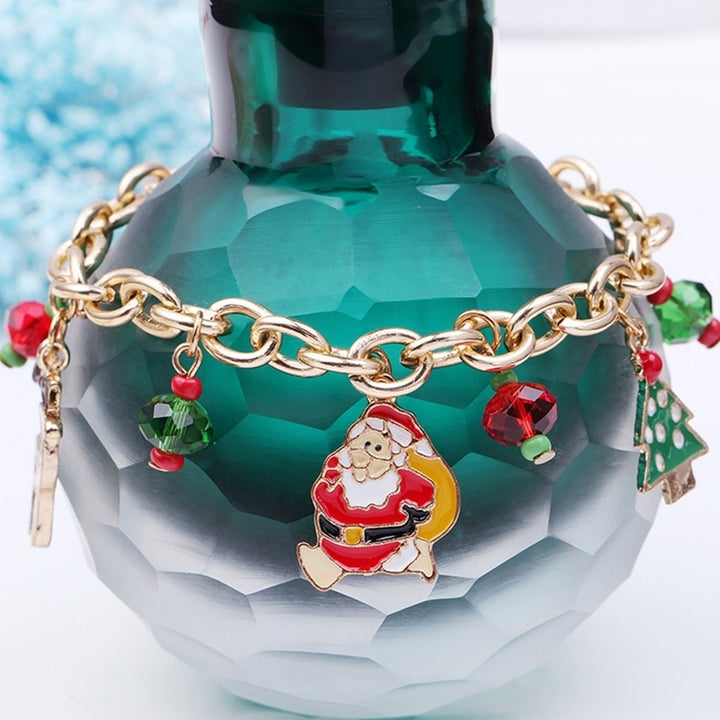 Christmas Santa Deer Tree Pendant Charm Women Adjustable Bangle Bracelet Gift Image 4