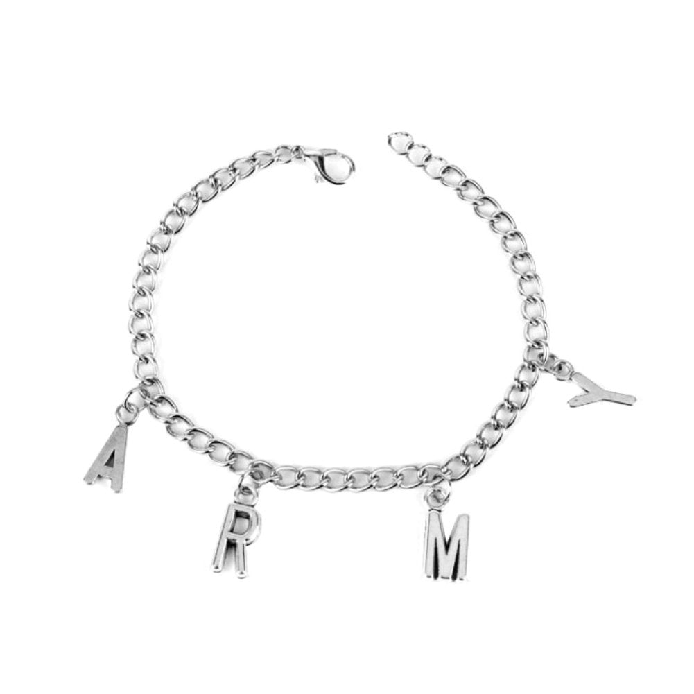 Fashion Unisex Letter ARMY Charm Chain Bracelet Bangle Jewelry Birthday Gift Image 1