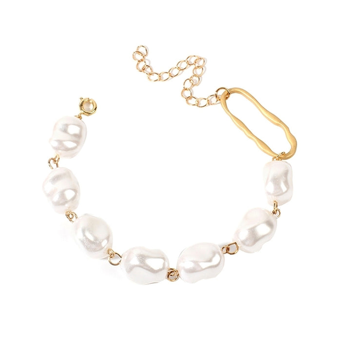 Fashion Women Irregular Faux Pearl Charm Chain Bracelet Bangle Jewelry Gift Image 6