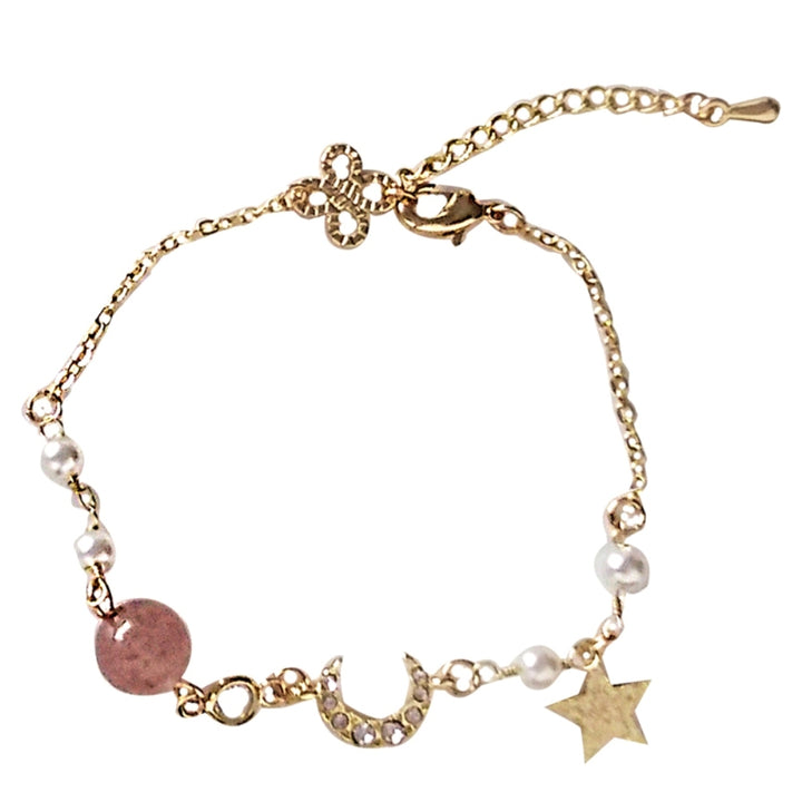 Fashion Women Rhinestone Star Moon Bead Charm Chain Bracelet Bangle Jewelry Gift Image 9