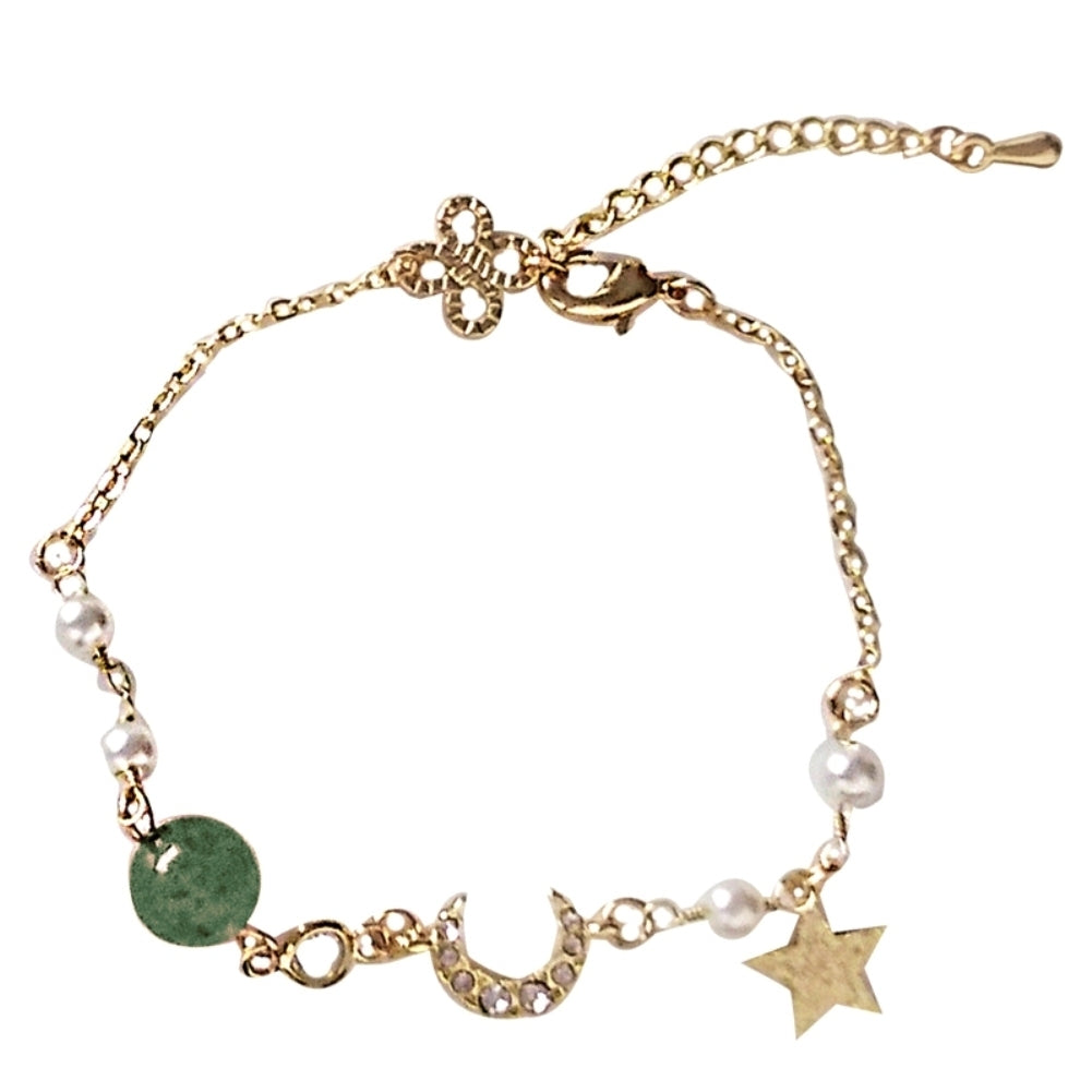 Fashion Women Rhinestone Star Moon Bead Charm Chain Bracelet Bangle Jewelry Gift Image 10