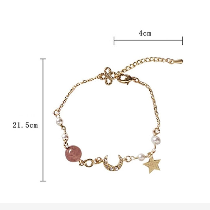 Fashion Women Rhinestone Star Moon Bead Charm Chain Bracelet Bangle Jewelry Gift Image 11