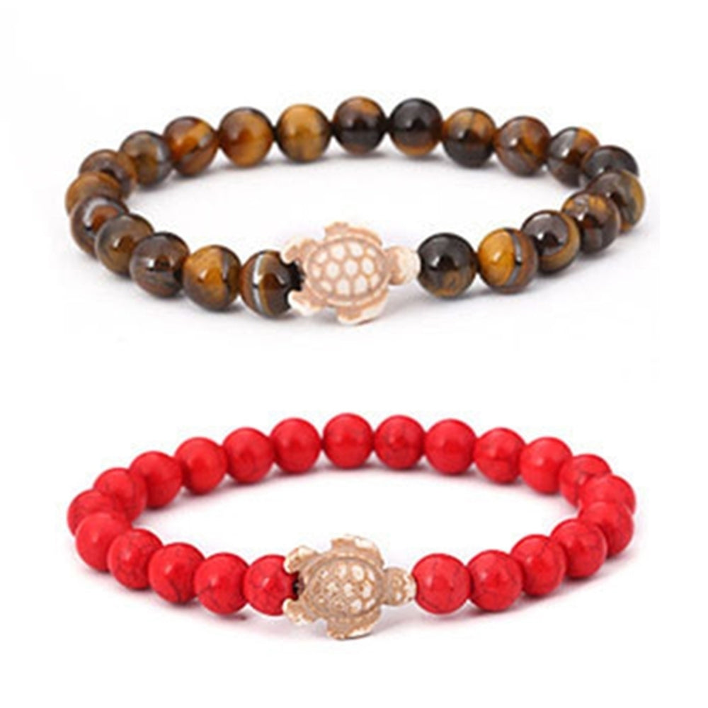 Fashion Unisex Turtle Natural Stone Beads Charm Bracelet Bangle Jewelry Gift Image 2