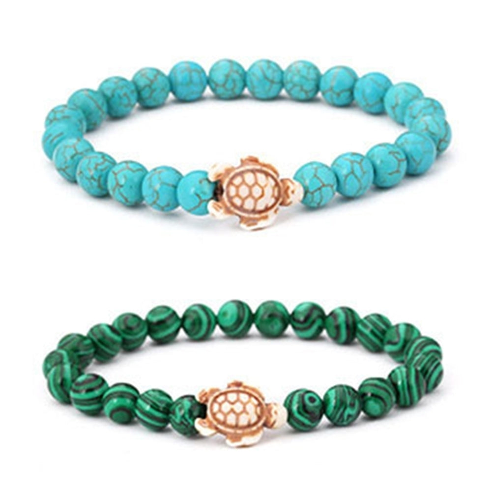 Fashion Unisex Turtle Natural Stone Beads Charm Bracelet Bangle Jewelry Gift Image 3