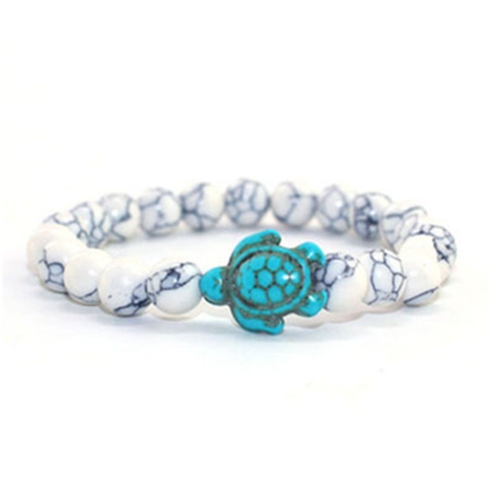 Fashion Unisex Turtle Natural Stone Beads Charm Bracelet Bangle Jewelry Gift Image 4