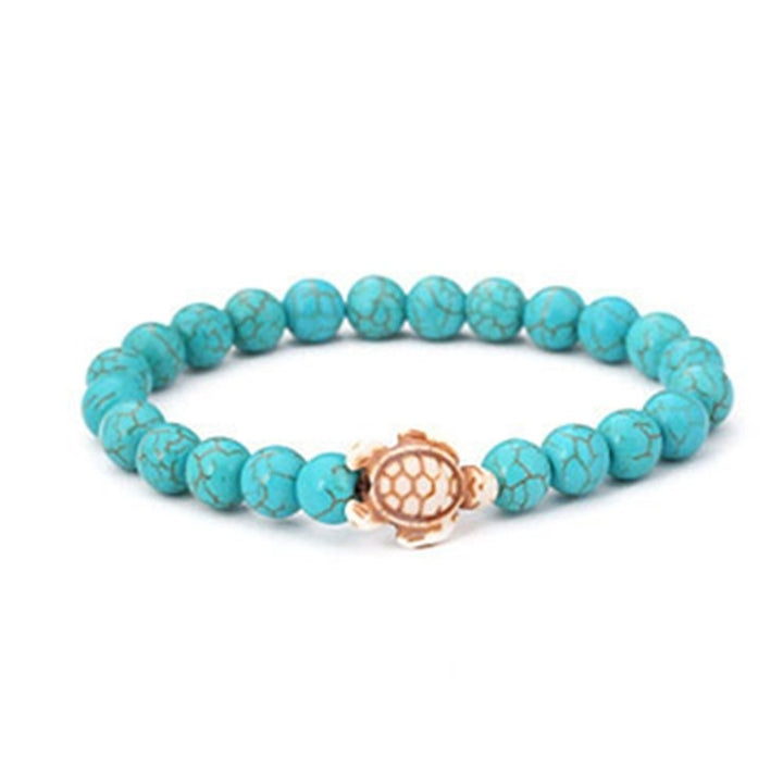 Fashion Unisex Turtle Natural Stone Beads Charm Bracelet Bangle Jewelry Gift Image 9