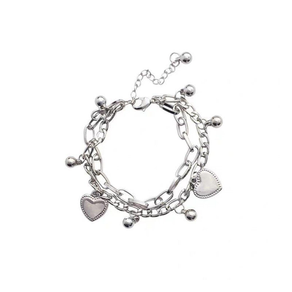 Fashion Women 2-layer Love Heart Cross Charm Hand Chain Bracelet Jewelry Gift Image 6