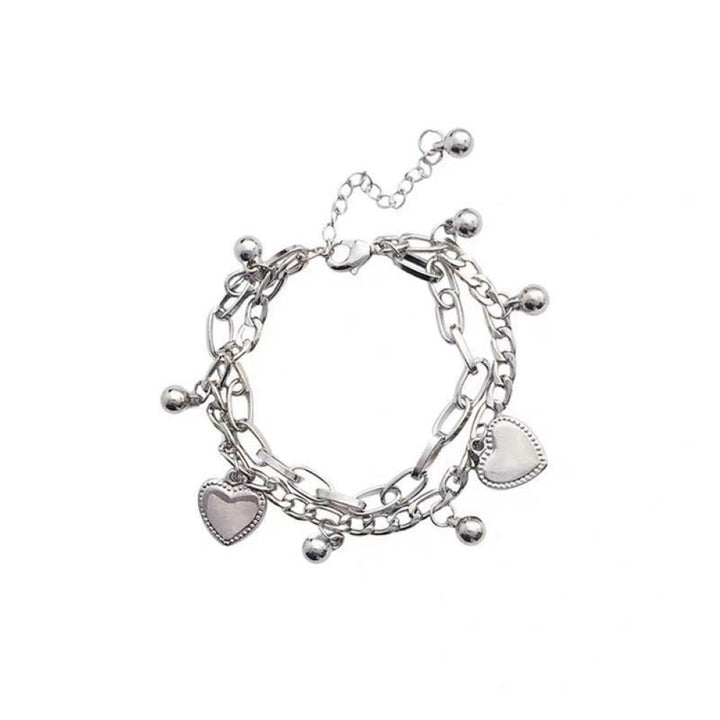 Fashion Women 2-layer Love Heart Cross Charm Hand Chain Bracelet Jewelry Gift Image 1