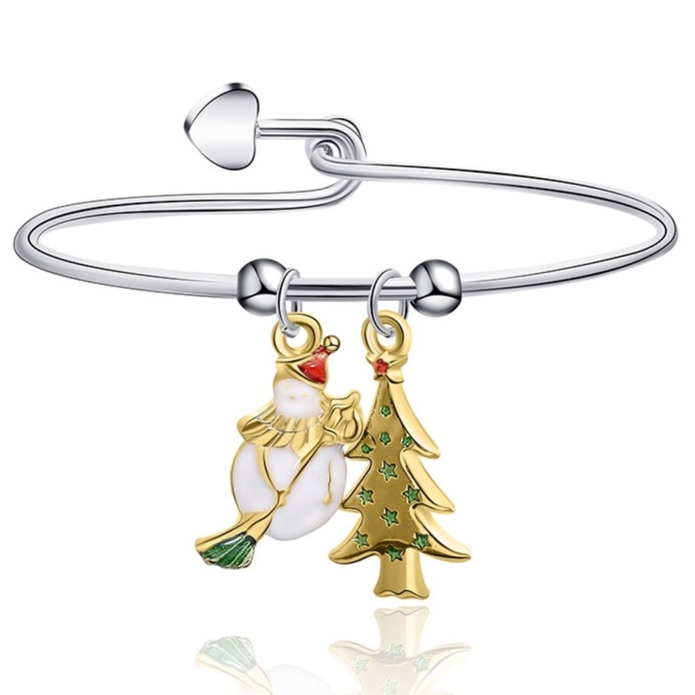 Christmas Classic Xmas Tree Elk Santa Claus Pendant Alloy Bracelet Jewelry Gift Image 4