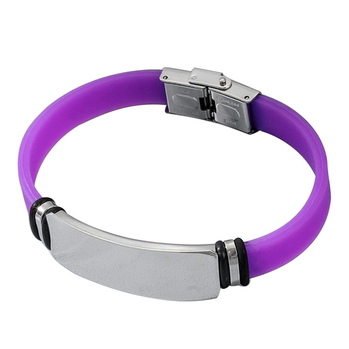 Fashion Simple Unisex Bangle Metal Silicone Wrist Bracelet Couple Jewelry Gift Image 6