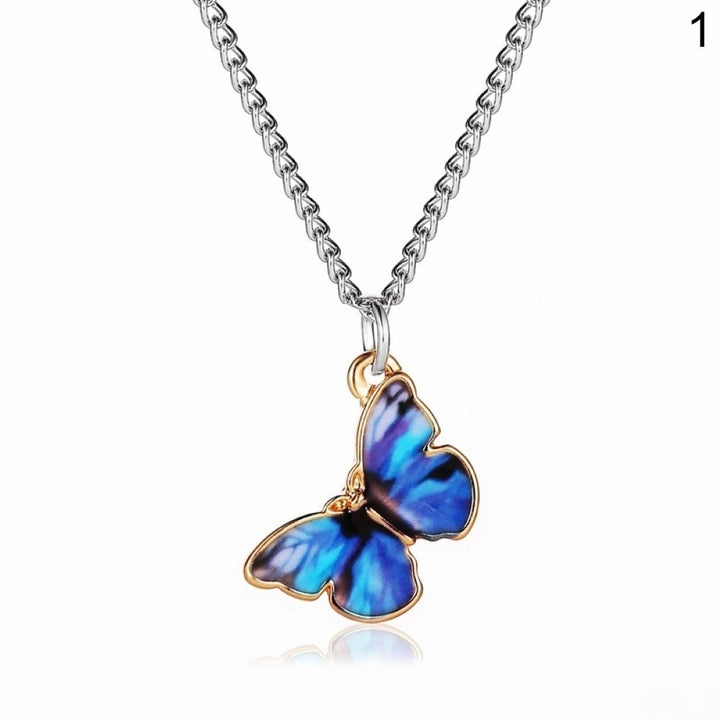 Women Fashion Gradient Butterfly Necklace Bracelet Clavicle Chain Jewelry Gift Image 1